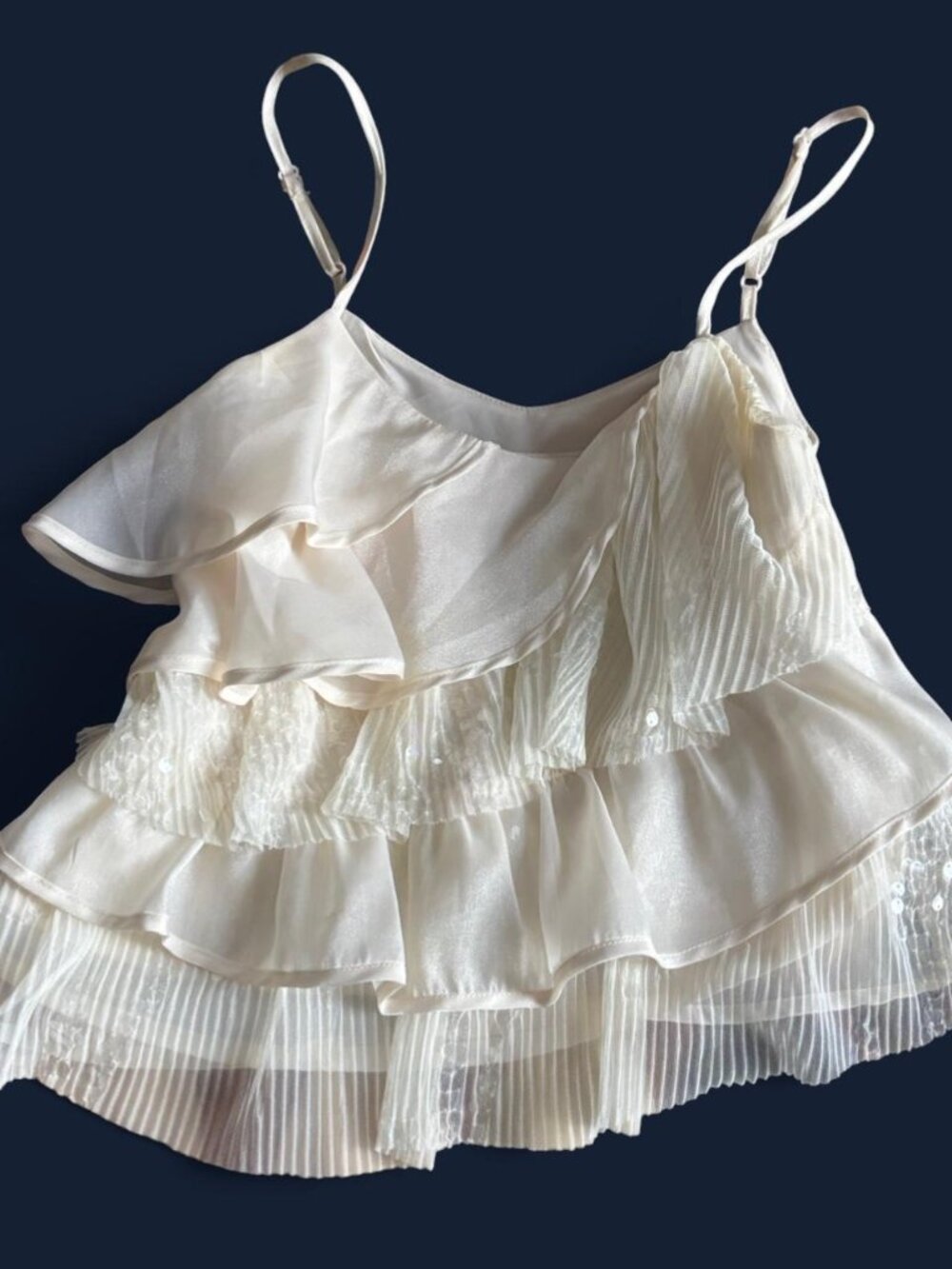 Women's Cream and White Vest
